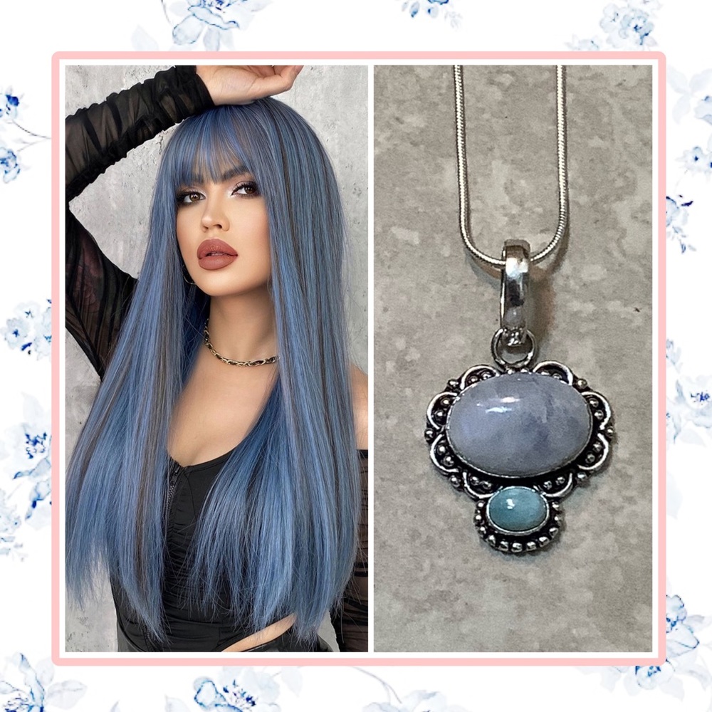 🌸 MOONSTONE TEAL NECKLACE BOHEMIAN PENDANT QUARTZ TRIBAL VIXEN GEM GYPSY BOHO